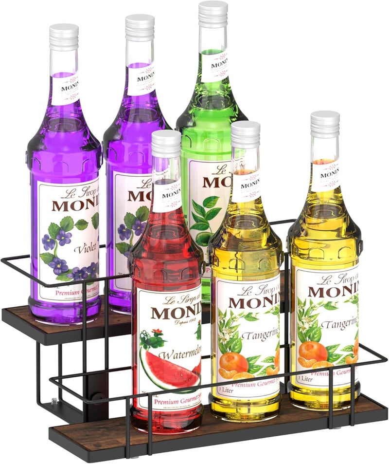 Alyoen Coffee Syrup Rack Organizer, 8 Bottles Syrup Holder Stand for Coffee Bar, Small Coffee Bar Organizer Shelf, Coffee Station Organizer for Countertop Wine, Liquor - Image 1